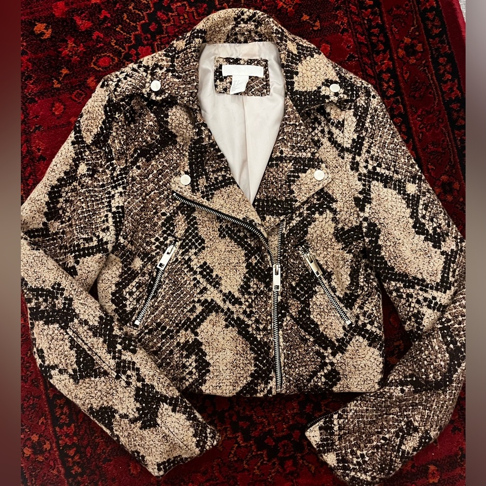 Snake print biker jacket